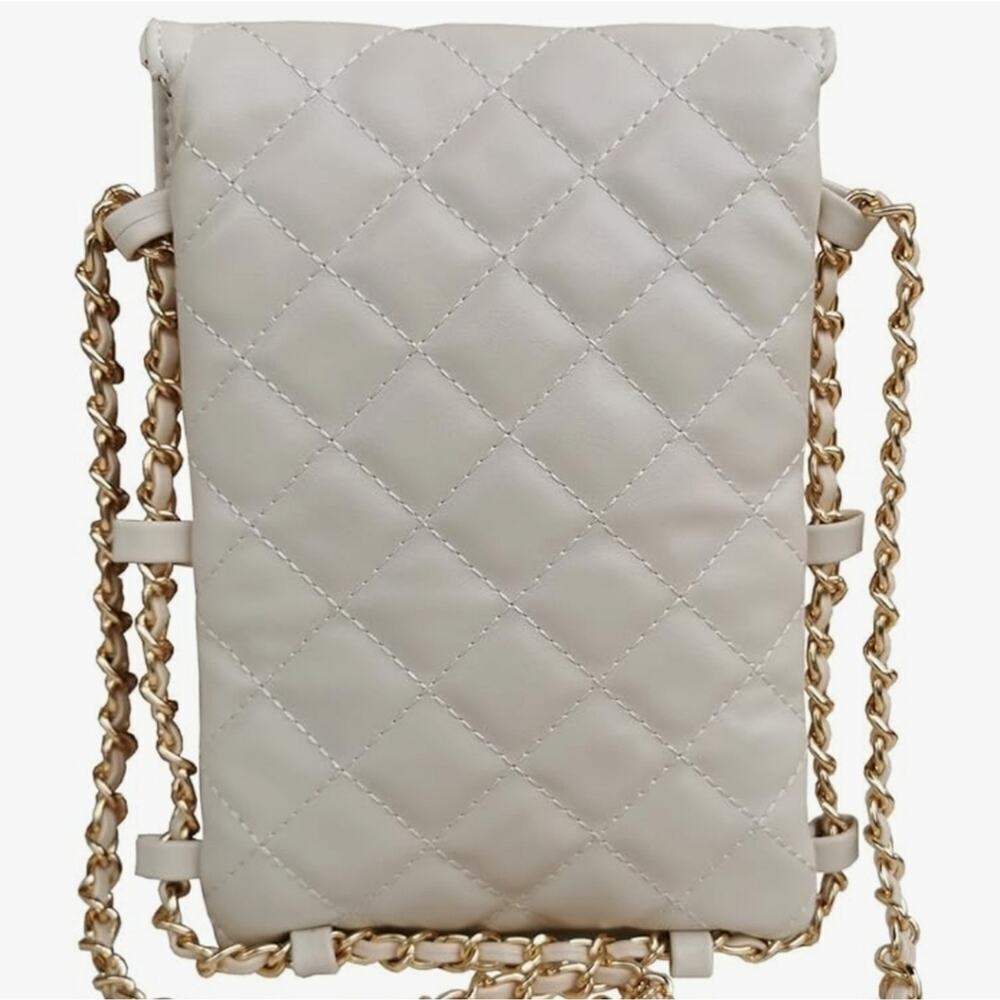 Cell Phone Crossbody Bag Quilted Vegan Leather Phone Purse with Soft Chain - Picture 8 of 13